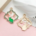 Cute bunny and star charms in green enamel for DIY jewelry making and bracelets - Alice Rabbit (10075)