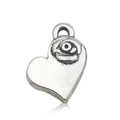 Vintage heart pendant with embossed rose flower details in silver-tone alloy finish - Antique Silver Heart With Flower Style (13342)