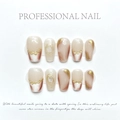 French brown marble press-on nails with golden wire details and foil accents - Extra Small (XS) / French Brown Coffee