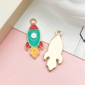 Cartoon rocket enamel alloy charms with gold backing for DIY jewelry making - Aero Rocket (11061)