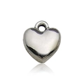 Polished silver heart pendant with integrated loop for DIY necklace and bracelet jewelry - Antique Silver Heart Pendant Style (14096)