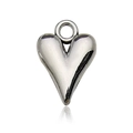 Polished silver heart pendant with ring connector in a high-gloss mirror finish - Antique Silver Polished Heart Style (14099)