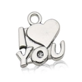 Ασημένιο μενταγιόν καρδιά 'I Love You' με κρύσταλλο για DIY κοσμήματα κολιέ - Καρδιά I Love You (11433)
