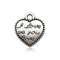 Antique silver heart pendant with I love you engraving for DIY jewelry making - Antique Silver I love to you Heart Style (15488)