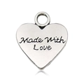 Vintage ασημί μενταγιόν καρδιά με χάραξη 'Made With Love' για DIY κατασκευή κοσμημάτων - Καρδιά Made with Love (11641)