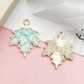 Pale green enamel and gold plated leaf charms for DIY earrings and necklaces - Maple Leaf (14246)