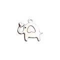 Silver elephant pendant charm with hollow heart and polished finish for DIY jewelry - 6842-0.8g 14x16 Small Elephant