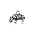 Vintage silver elephant alloy pendant with intricate carvings for DIY jewelry making - 8059-Elephant 13x16-1.6g