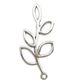 Hollow silver leaf charm pendant for DIY bracelets and jewelry making - Branch Style (2495) / 20x40