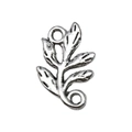 Vintage silver hollow leaf alloy pendant with double ring connector for DIY bracelets - Double Hole Leaf (3569) / 10x15