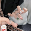 Unghie finte 3D natalizie con Babbo Natale e fiocchi per un look festivo raffinato - XS / Babbo Natale Fatto a Mano