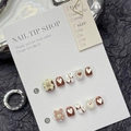 Handmade 3D cartoon bear press-on nails for girls with pearls and brown heart designs - Extra Small (XS)