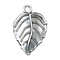 Silver hollow leaf pendant with realistic vein texture and ring for DIY bracelets - 20x30