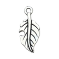 Silver alloy leaf charm with distinct notch design and textured veins for DIY bracelets - 10x22
