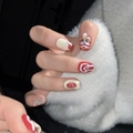 Chinesisches Neujahr Press-On Nails mit 3D Löwentanz-Motiven und Fu-Glückssymbolen - XS / 1250-Löwentanz