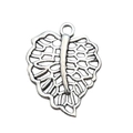 Hollow leaf pendant in antique silver alloy with detailed vein texture for DIY jewelry - 18x23