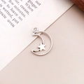 Silberner hohler Mondsichel- und Stern-Anhänger aus Legierung für DIY-Schmuck - Antiksilber Emaille Mond Stil (10801) / 10x17mm