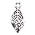 Silver hollow leaf alloy pendant charm with leaf vein design for DIY jewelry bracelets - 8x18