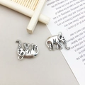 Pendentifs éléphant rétro en argent tibétain pour création bijoux DIY et porte-clés - B359-Argent Antique Éléphant 20x19mm-Alliage de Zinc-2.4g