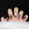 Unghie finte fatte a mano effetto cat-eye viola con glitter e charm a coniglio 3D - XS / Occhio di gatto viola
