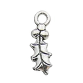 Hollow holly leaf charm in silver finish for DIY jewelry and bracelet making - 4x16