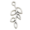 Tibetan silver hollow leaf charm pendant with five sections and hanging loop for DIY bracelets - 17x41