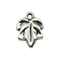 Antique silver leaf pendant charm with detailed veins and hanging ring for DIY jewelry - 11x15