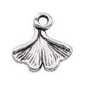 Tibetan silver alloy ginkgo leaf charm with detailed vein texture for DIY jewelry making - 13x13