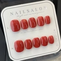 Unghie finte rosso pomodoro lucido, set da 10 pezzi su espositore bianco - Grande (L)