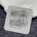 Uñas postizas de novia blancas de lujo con diamantes brillantes y lazos de joya - Grande (L)