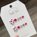 Unghie finte per piedi color rosa rosso con stampa leopardata e paillettes a stella - S / Leopardo Rosso Rosa