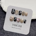 Handmade gradient press-on nails with heart rhinestones and silver cross-star charms - XS / Cool Girl Gradient