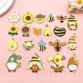 20-piece yellow enamel bee sunflower and gnome alloy pendants for DIY jewelry crafting - Bee Theme Mixed Styles (SN1218)