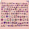 DIY purple enamel alloy charm set with crown flower and unicorn shapes for jewelry making - Mixed Style / Purple Series