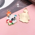 Detailed front and back views of skull and colorful mushrooms enamel alloy charm - White Halloween Poison Mushroom Skull Style (18165)