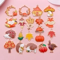 Autumn Thanksgiving alloy charms set with pumpkin maple leaf and turkey for DIY jewelry - Thanksgiving 20-Piece Enamel Set (SN1002)