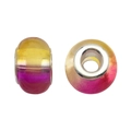 Detailansicht der gelb-violetten Glasperlen mit einem Kern aus Silbermetall - 13169-1 13mm-1g-5mm Loch Lila-gelb Farbverlauf Zweifarbige Harz Runde Panjia Perle Mit Großem Loch