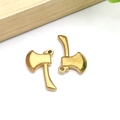 Detailed view of matte gold axe pendant with top ring for DIY jewelry making - Gold Stainless Steel Axe Pendant (T2789)
