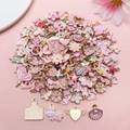 Pink enamel DIY alloy charms set with flower, animal, and heart shapes for bracelets - Mixed Style / Pink Series