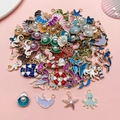 Enamel ocean theme charms with starfish and shells for DIY jewelry making - Enamel Nautical Series