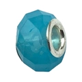 Funkelnde seeblaue facettierte Harzperle mit großer Silbermetallöse für DIY-Armbänder - Seeblau Gelee-Farbe Facettiert Stil (13165) / 13mm (5mm Loch) / Seeblau