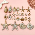 Nautical theme acrylic charms with starfish and seashell designs for DIY jewelry making - Acrylic Ocean Shell Series Set (SN1389)
