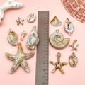 Colgantes de estrella de mar y concha de acrílico con regla para medir el tamaño real - Serie de Conchas Oceánicas de Acrílico (SN1389) / Juego de 12 Estilos 2 Piezas Cada Uno (Total 24 Piezas)