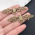 Antique bronze bat charms with hollow patterns for Halloween DIY jewelry making - Halloween Large Bat (1788) / 55.5x19