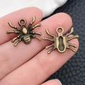Antique bronze spider alloy charms for DIY Halloween jewelry and earring accessories - Halloween Spider (3679) / 15x17
