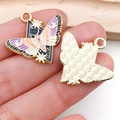 Purple and orange enamel butterfly pendant with starry sky patterns and golden back - Pink Purple Rhombus Butterfly (18699)