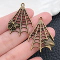 Antique bronze spider and bat charms for DIY Halloween jewelry and earrings - Halloween Spider Web (3504) / 23x32