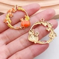 Colgantes esmaltados de calabaza y hoja de arce en colores otoñales para joyería DIY - Corona de Calabaza de Esmalte Naranja Acción de Gracias (20287)