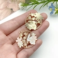Ciondoli smaltati con coniglio della luna e ciliegio per creazione gioielli DIY - 30x29mm / Ghirlanda Cava Coniglio Fiori Smalto Bianco