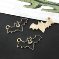Halloween vleermuis hangers van zwart emaille en goud voor DIY oorbellen en kettingen - Zwarte Vleermuis (14015)